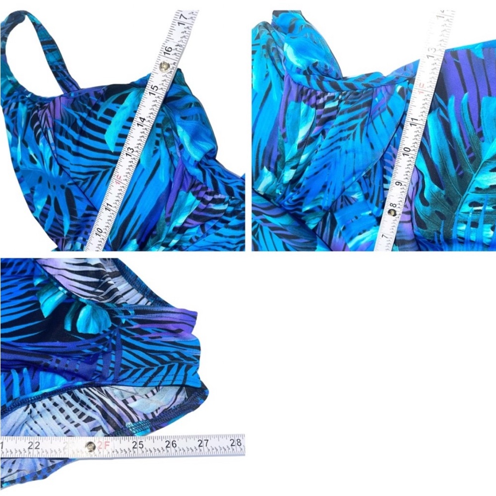 Miraclesuit Royal Palms Revele One Piece Swimsuit Blue Size 14 Slimming Tummy - Picture 12 of 12